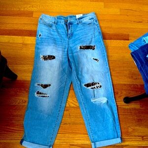 International concepts denim, 14/32, NWT mid rise animal print